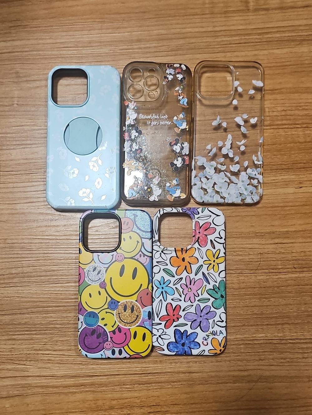 Multi-Color Floral & Smiley Clear Phone Case Bundle - Blue, Clear, Multi  Iphone
